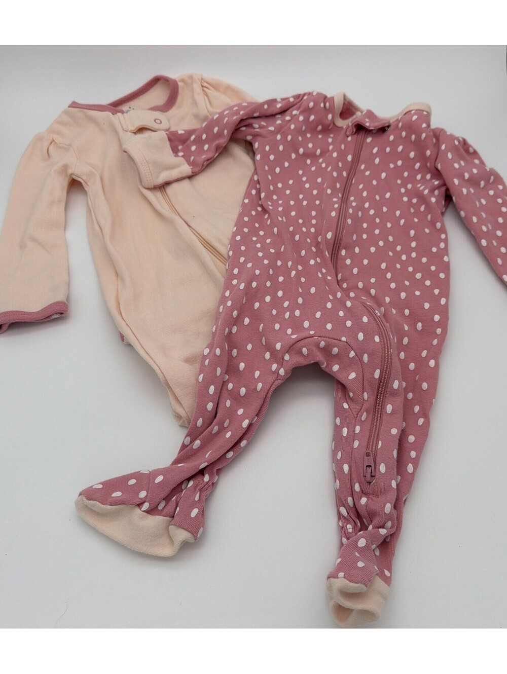 Cloud Island 3-6m  Long Sleeved Footed Pajamas Bundle lot of 2 pink polka dots